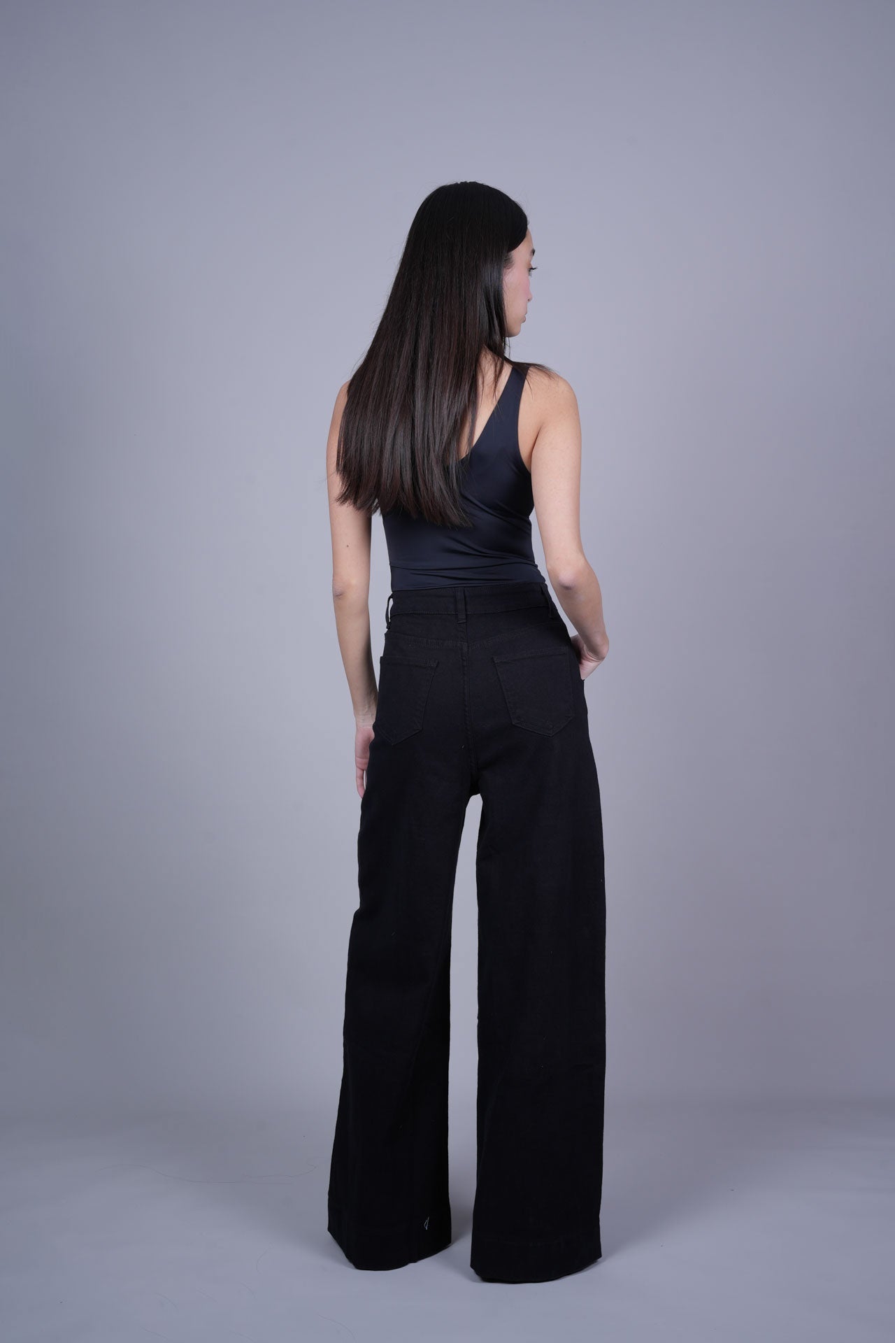 BLACK WIDE-LEG PANTS