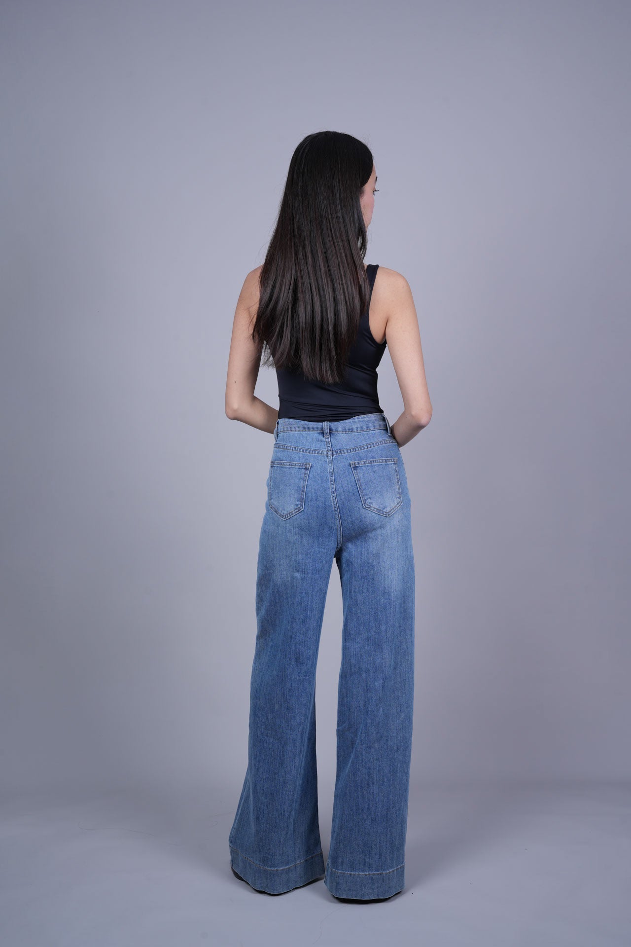 BLUE WIDE LEG DENIM JEANS