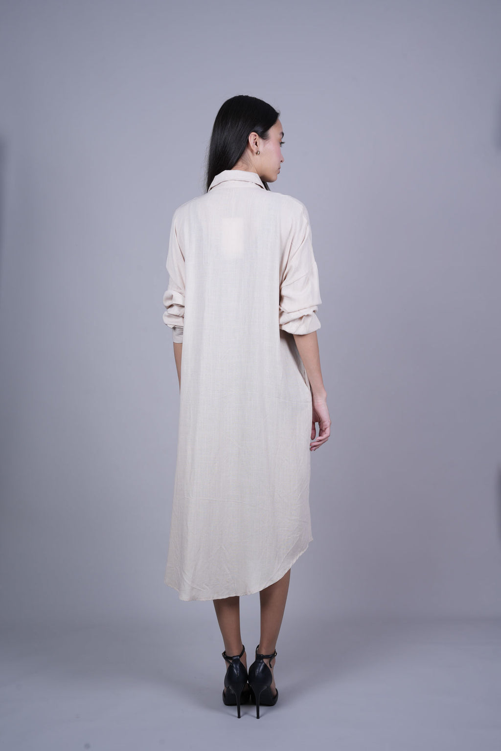 OVERSIZED BUTTON-DOWN MIDI SHIRT DRESS