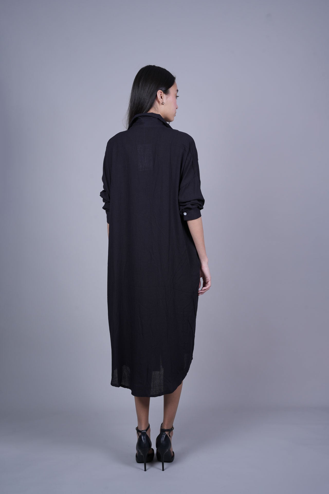 OVERSIZED BUTTON-DOWN MIDI SHIRT DRESS