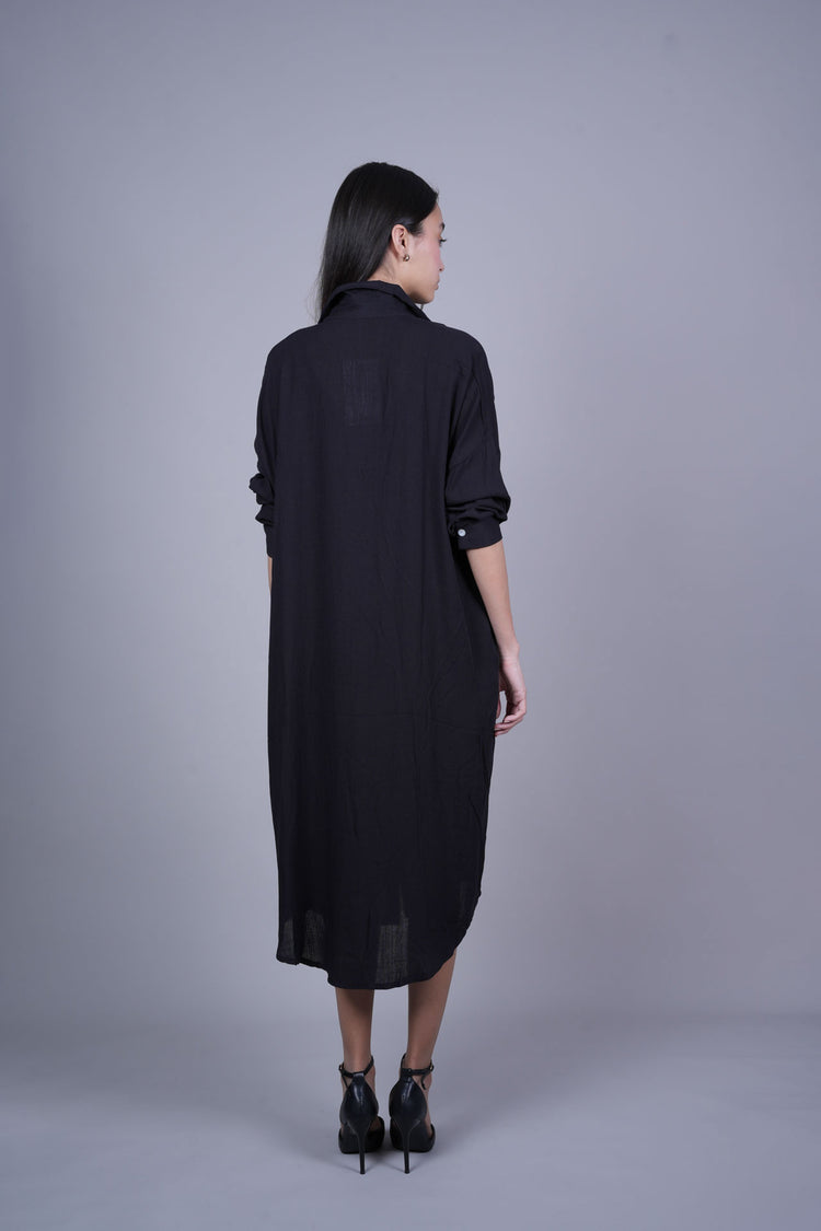 OVERSIZED BUTTON-DOWN MIDI SHIRT DRESS