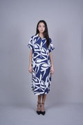 RELAXED FIT COLLARED MIDI DRESS