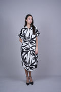 RELAXED FIT COLLARED MIDI DRESS