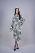 GEOMETRIC PRINT OVERSIZED MIDI SHIRT DRESS