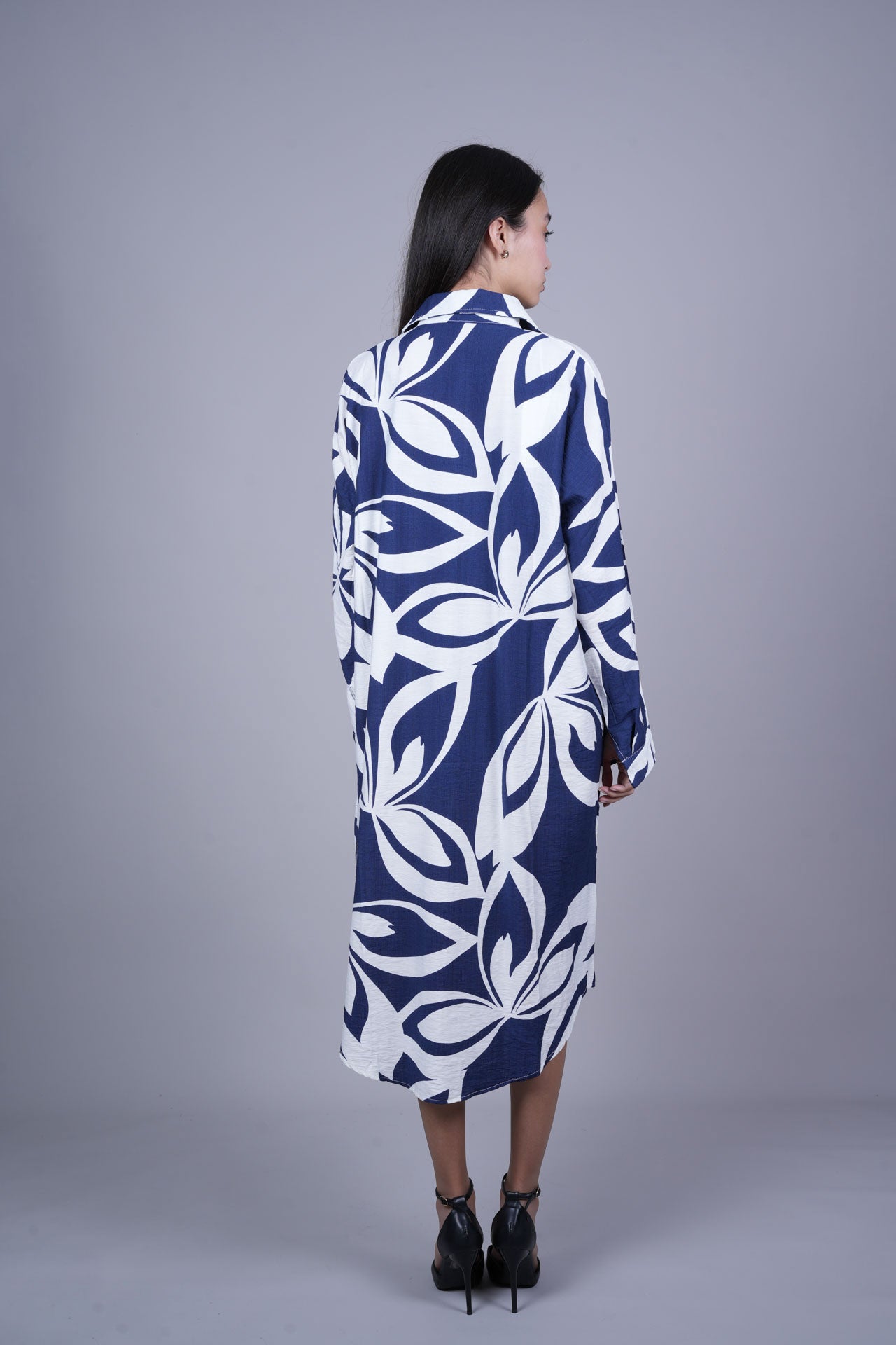 MIDNIGHT PETAL SHIRT DRESS