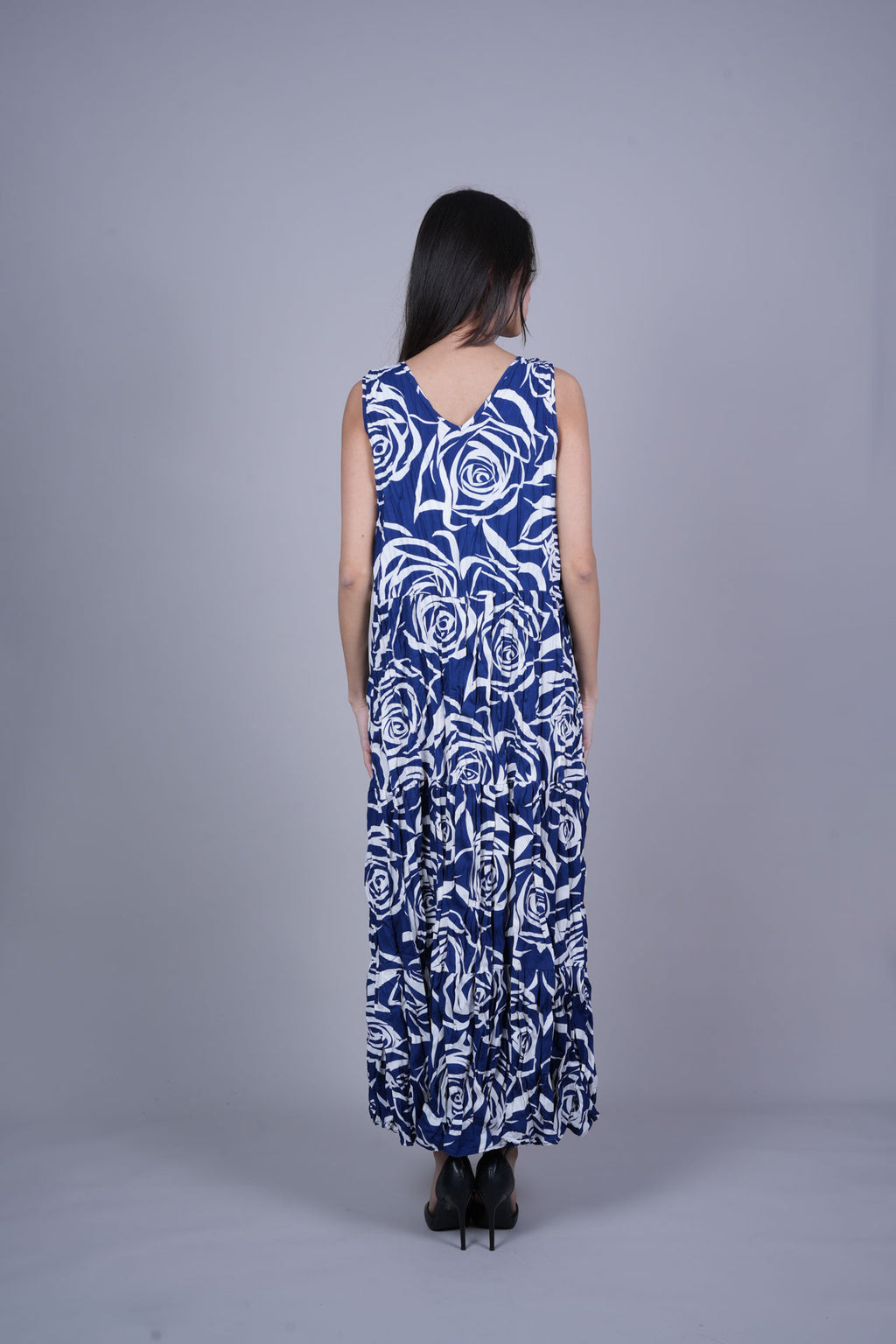FLORAL CRINKLE SWING MAXI DRESS