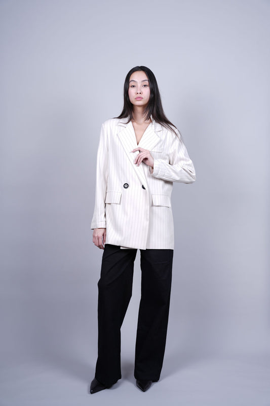 STRIPED DOUBLE-BREASTED BLAZER