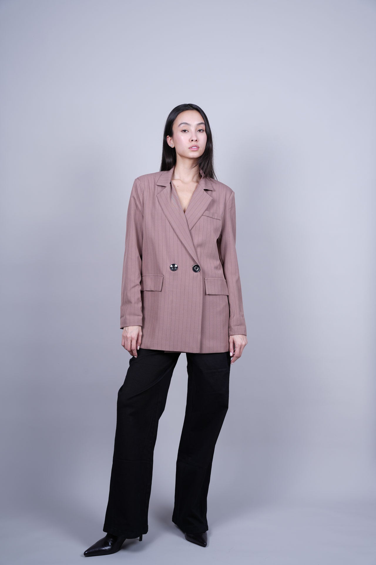 STRIPED DOUBLE-BREASTED BLAZER