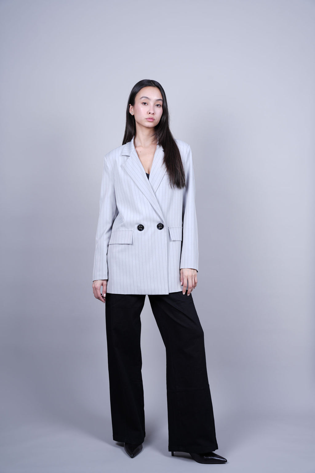 STRIPED DOUBLE-BREASTED BLAZER