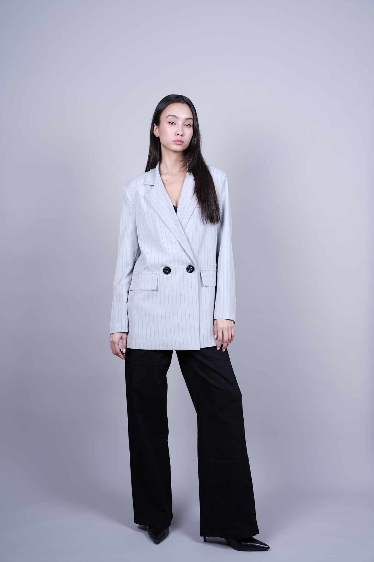STRIPED DOUBLE-BREASTED BLAZER