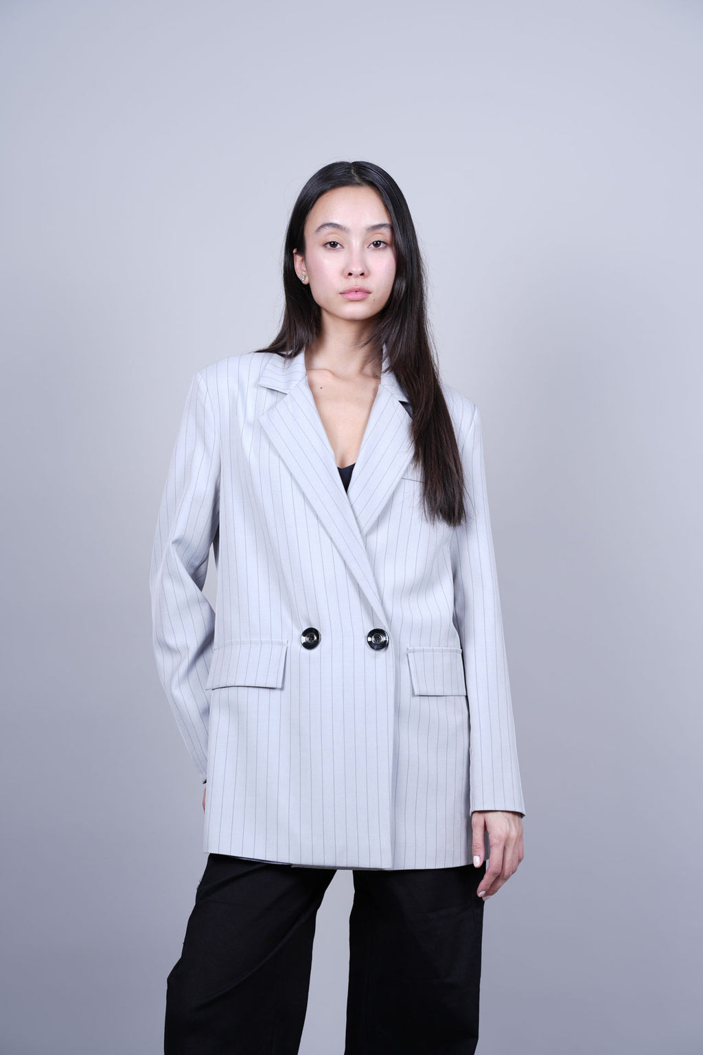 STRIPED DOUBLE-BREASTED BLAZER