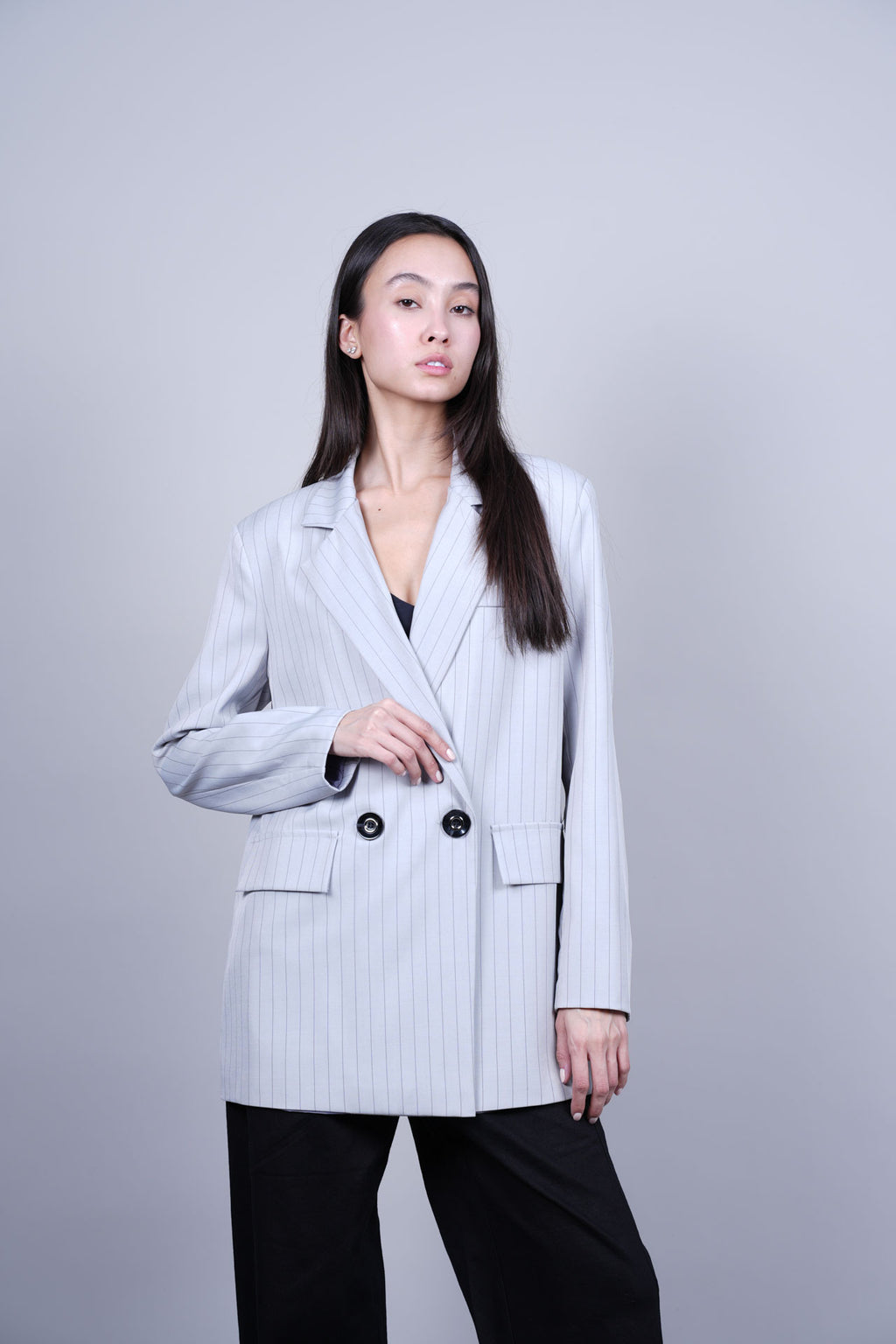 STRIPED DOUBLE-BREASTED BLAZER