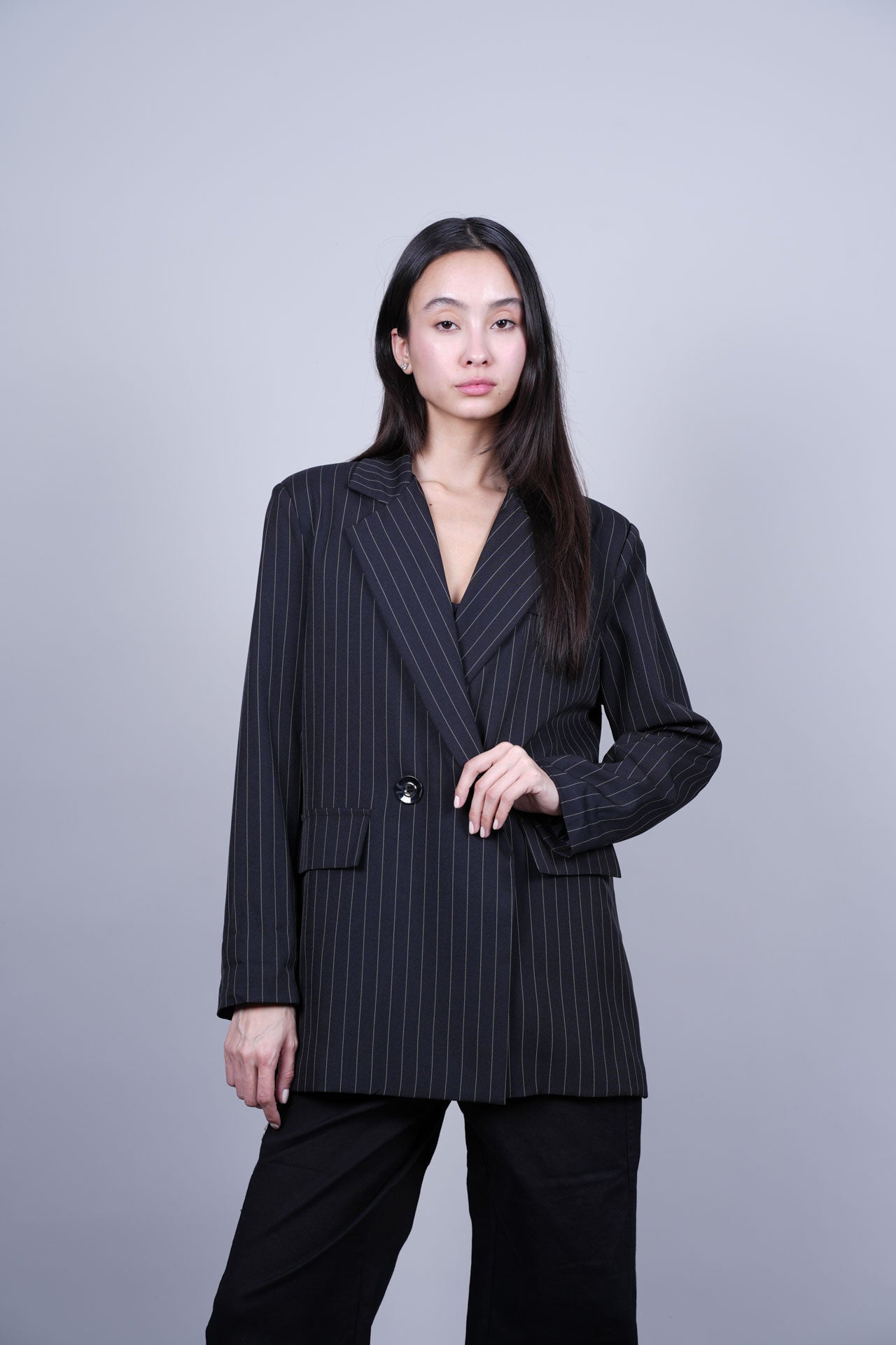 STRIPED DOUBLE-BREASTED BLAZER