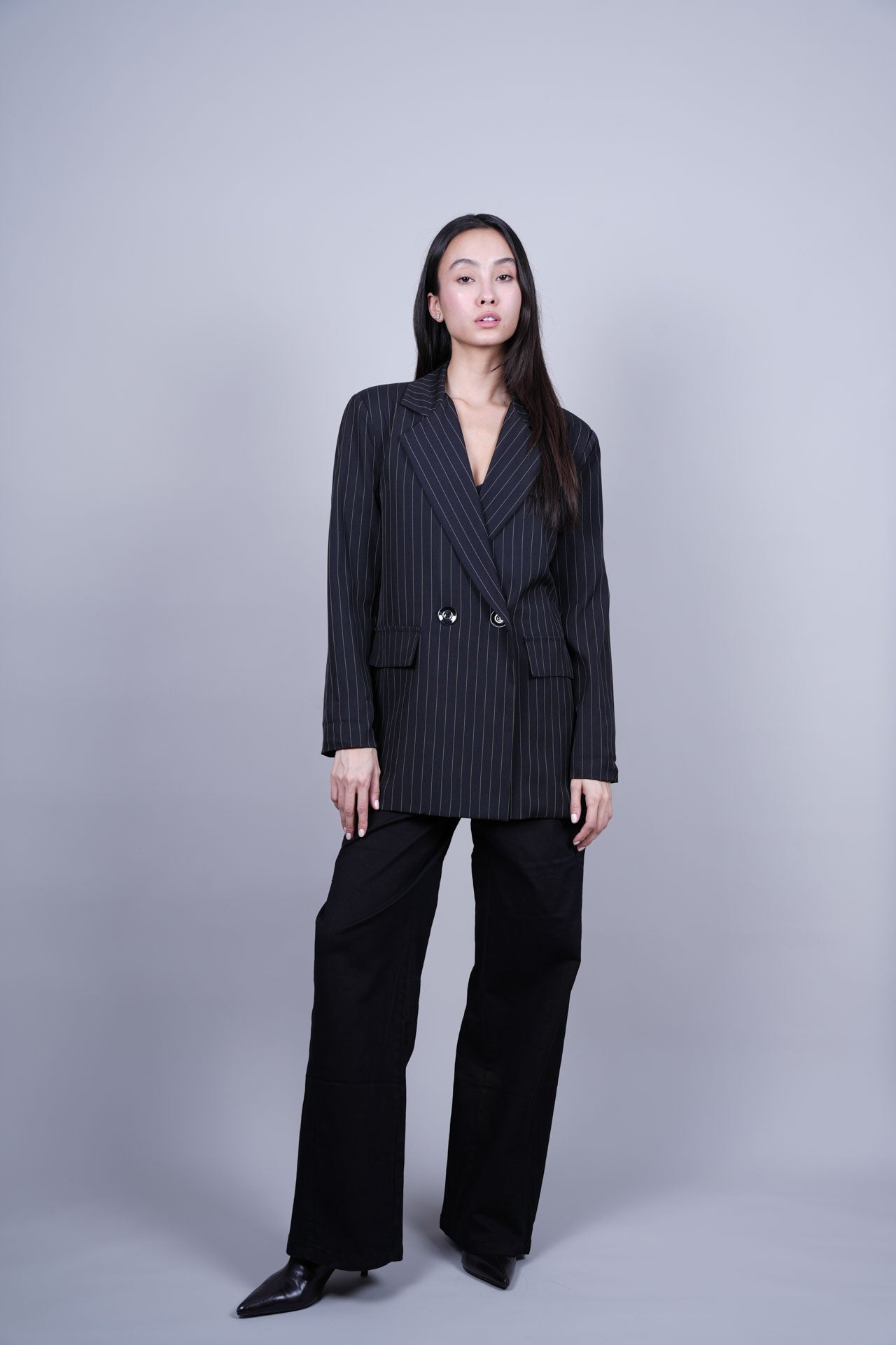 STRIPED DOUBLE-BREASTED BLAZER