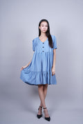 PUFF SLEEVE BUTTON FRONT DRESS