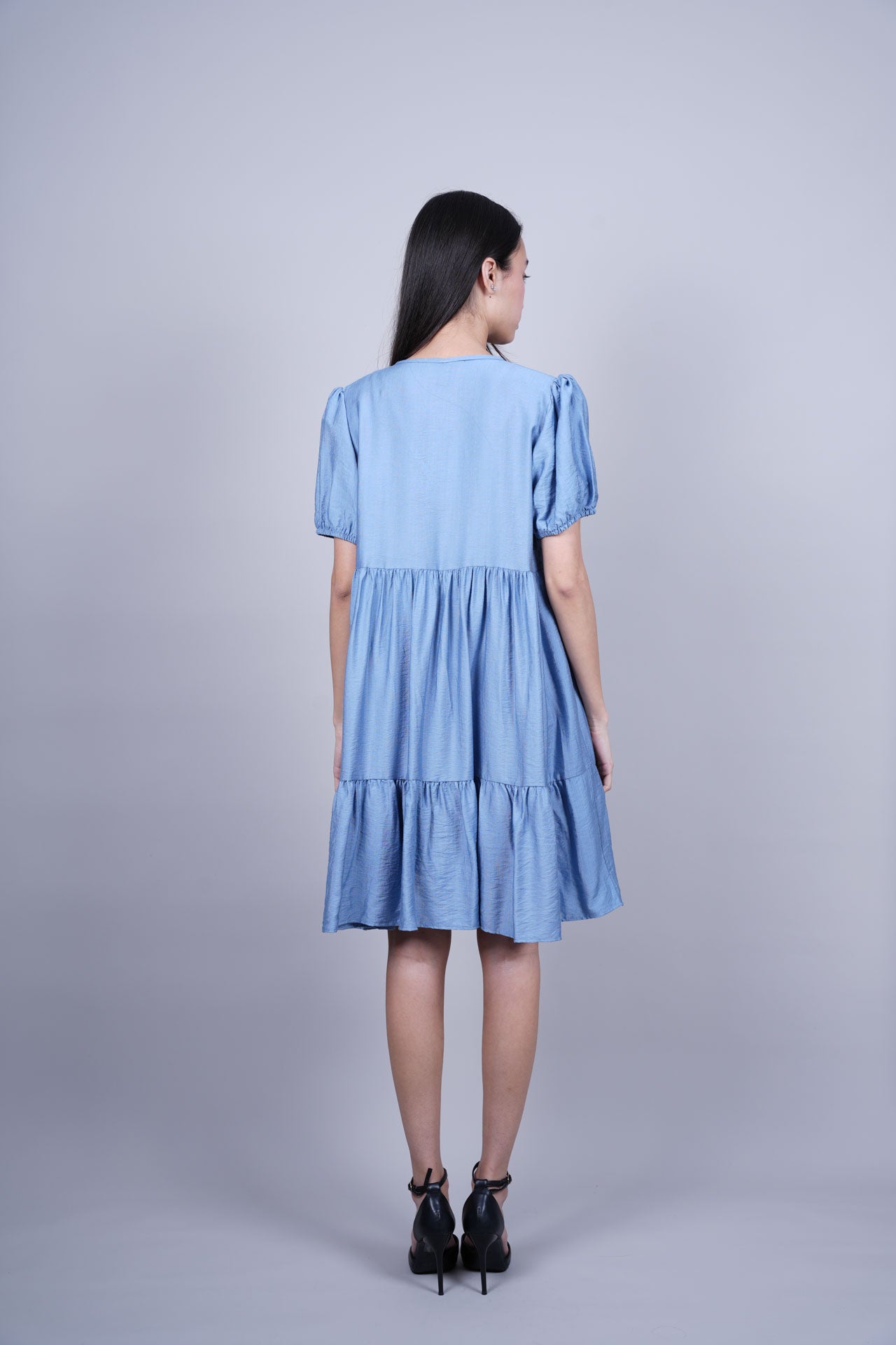 PUFF SLEEVE BUTTON FRONT DRESS
