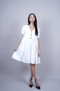 PUFF SLEEVE BUTTON FRONT DRESS