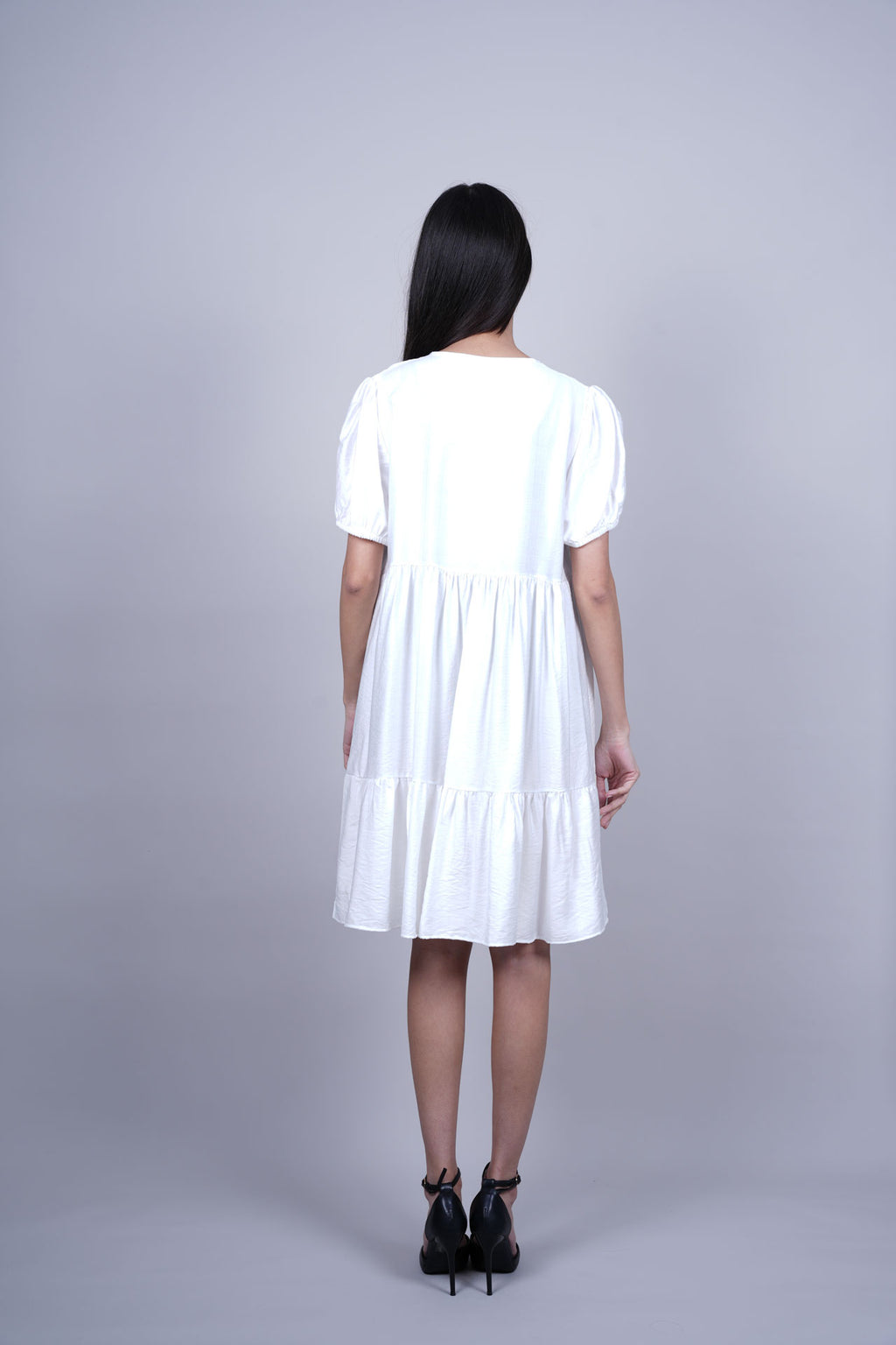 PUFF SLEEVE BUTTON FRONT DRESS