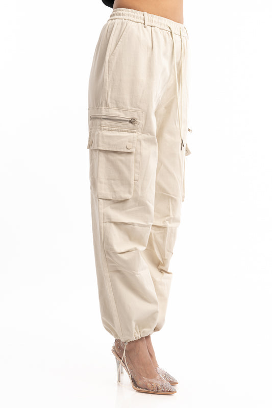 Costello Cotton Blend Multi-Pocket Cargo Trousers in Gray Pinstripe - –  Tokyo Laundry