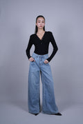 LIGHT WASH WIDE LEG DENIM JEANS