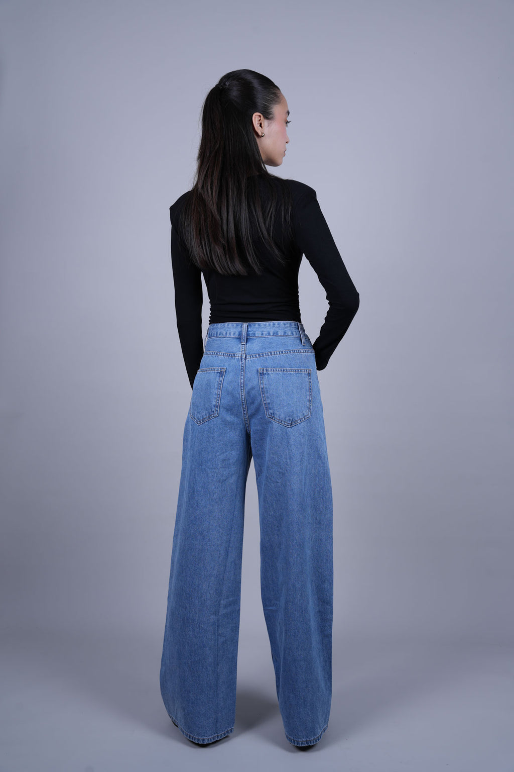 CLASSIC BLUE WIDE LEG DENIM JEANS