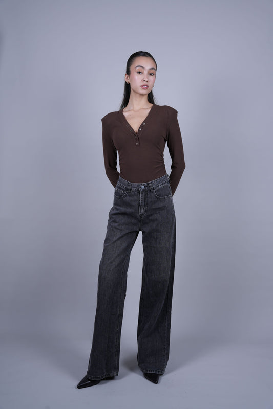 BLACK WASH WIDE LEG JEANS