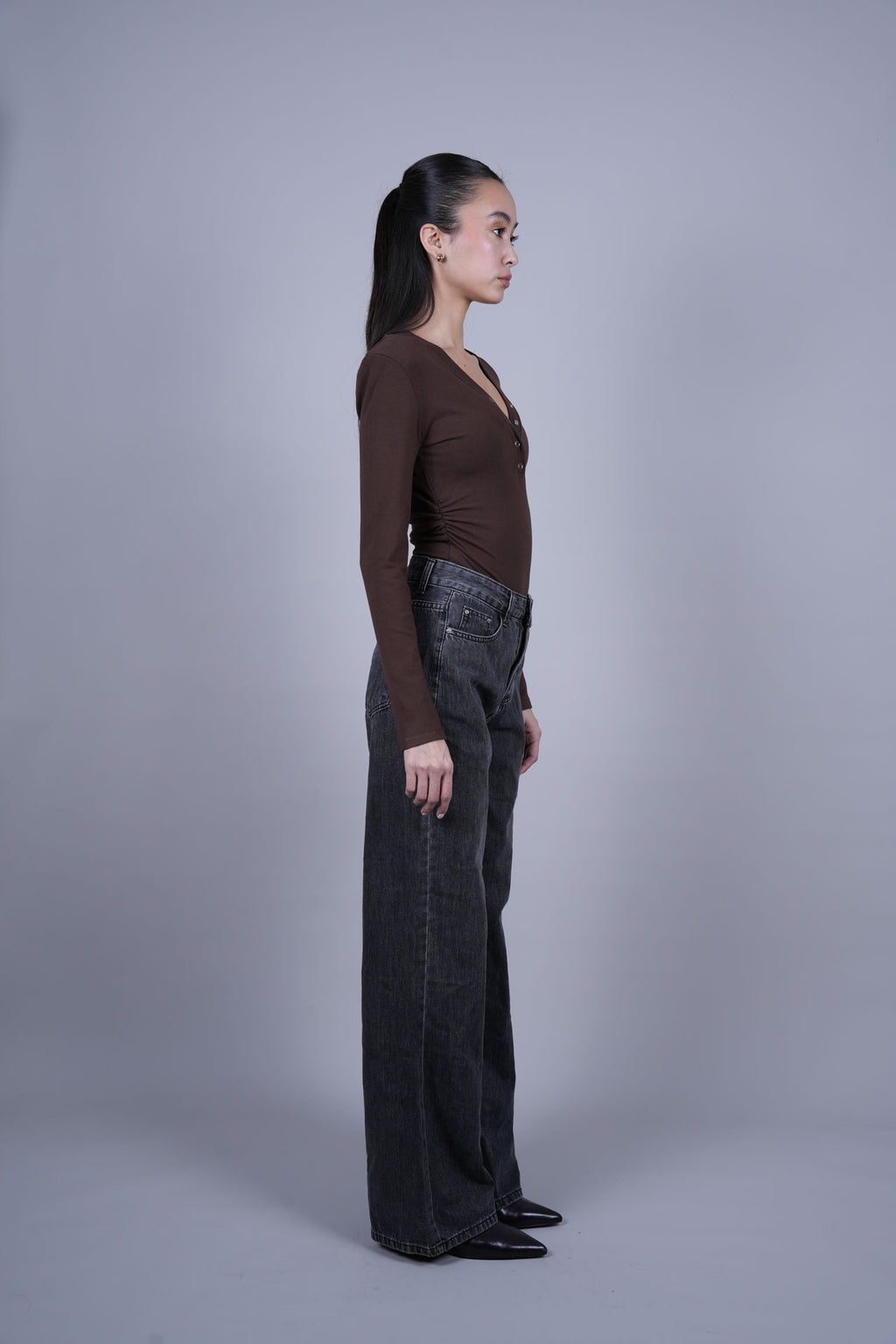 BLACK WASH WIDE LEG JEANS
