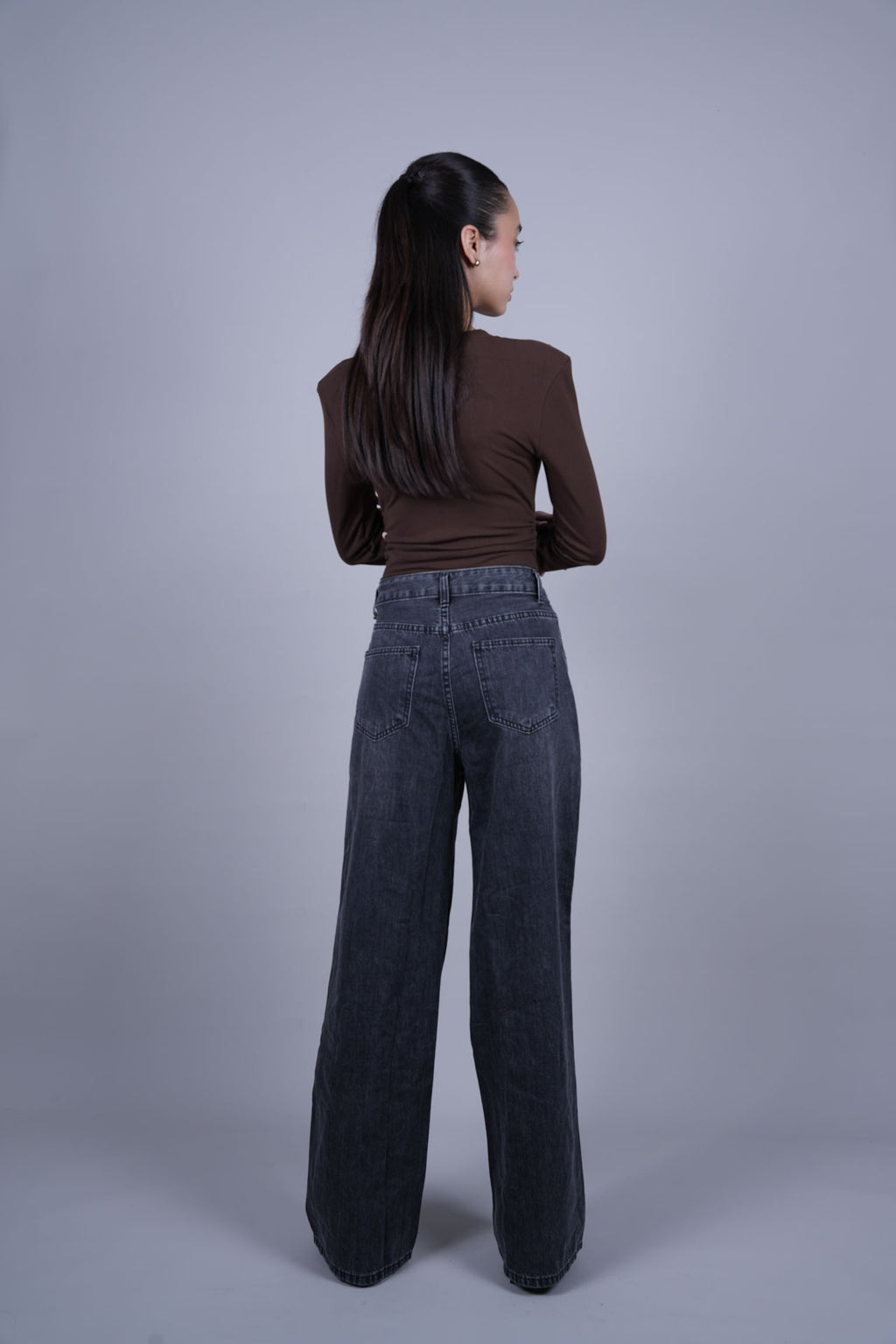 BLACK WASH WIDE LEG JEANS