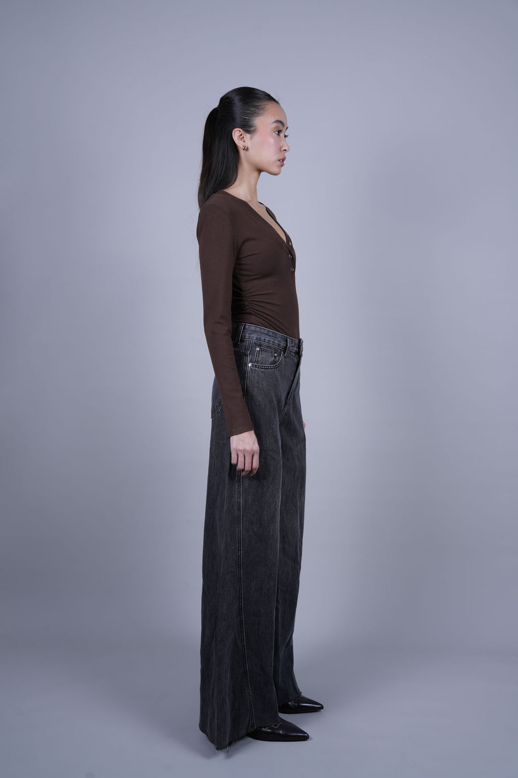 WASHED WIDE LEG DENIM JEANS
