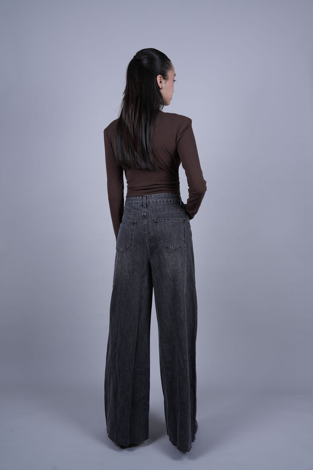 WASHED WIDE LEG DENIM JEANS