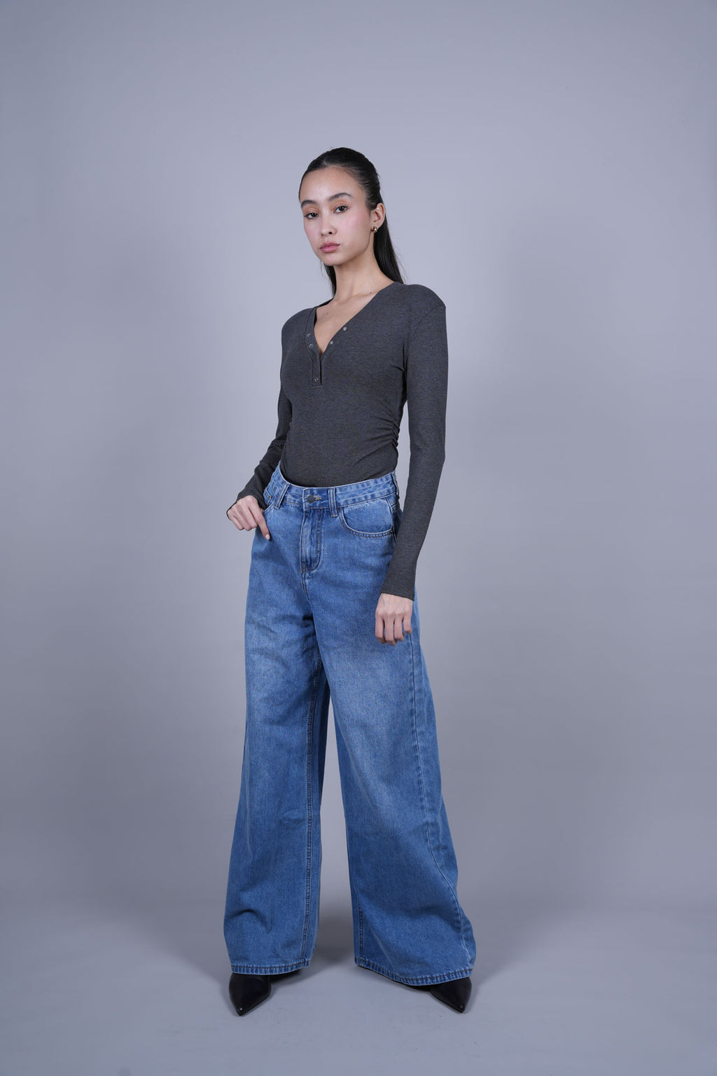 LIGHT BLUE WIDE LEG JEANS