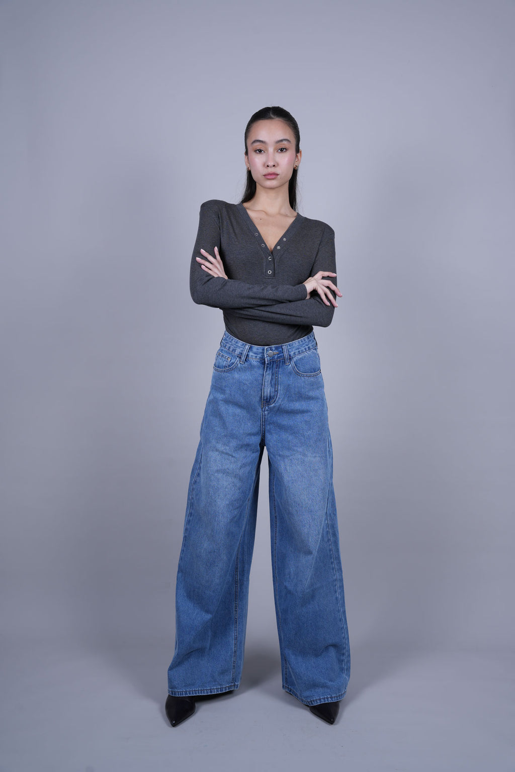 LIGHT BLUE WIDE LEG JEANS