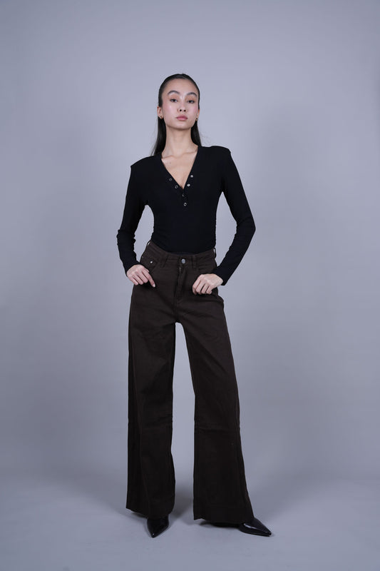 CHOCOLATE WIDE LEG DENIM JEANS