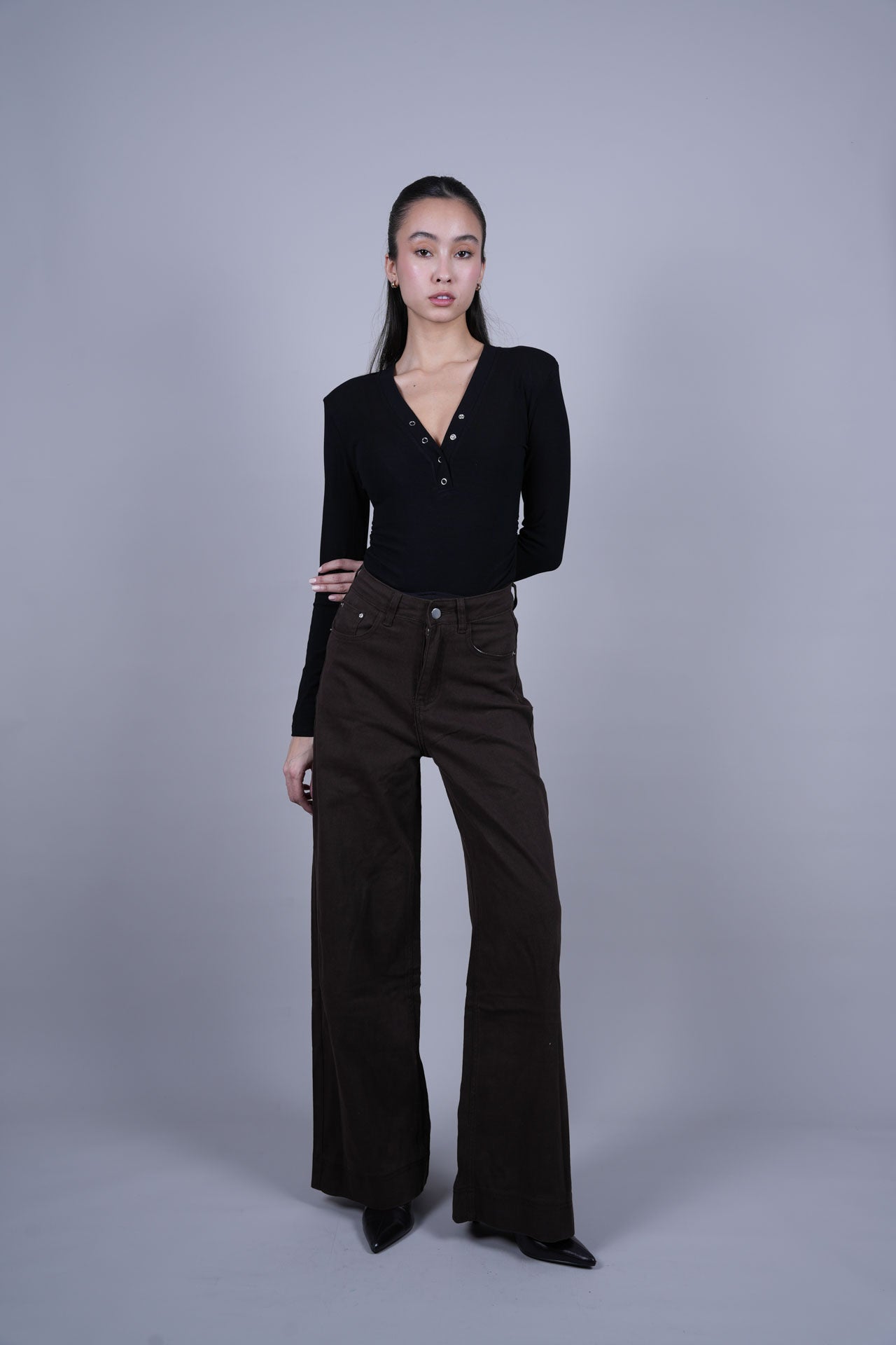 CHOCOLATE WIDE LEG DENIM JEANS