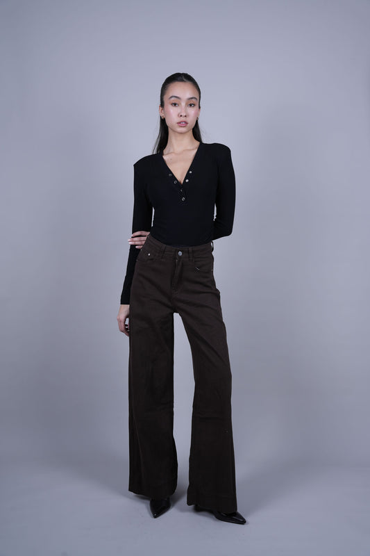 CHOCOLATE WIDE LEG DENIM JEANS