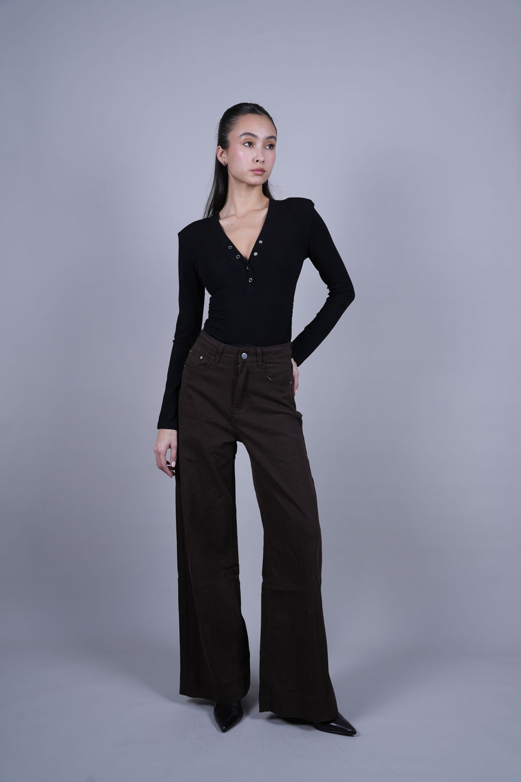 CHOCOLATE WIDE LEG DENIM JEANS