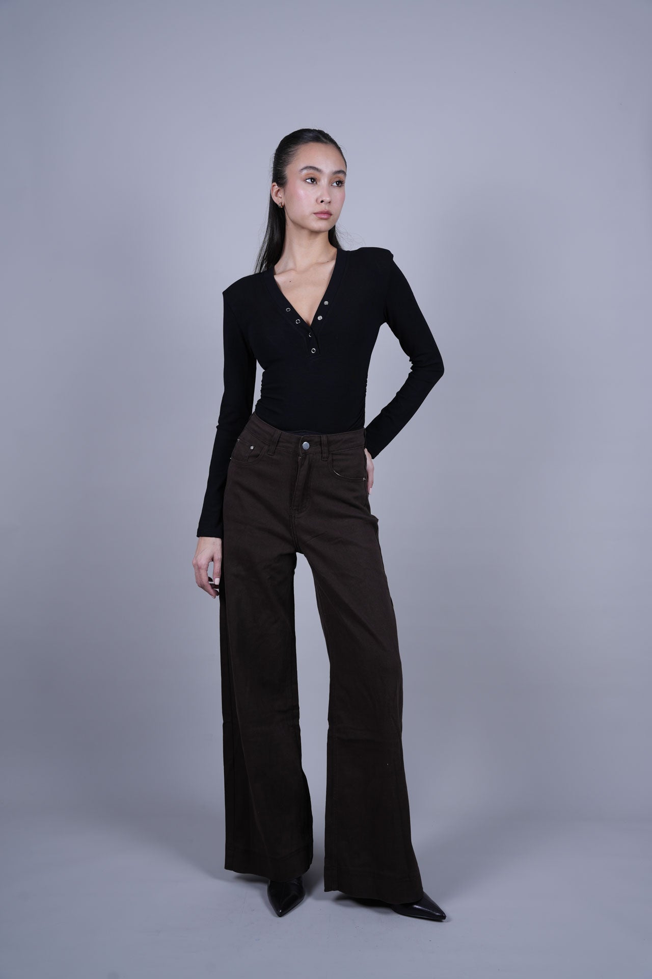CHOCOLATE WIDE LEG DENIM JEANS