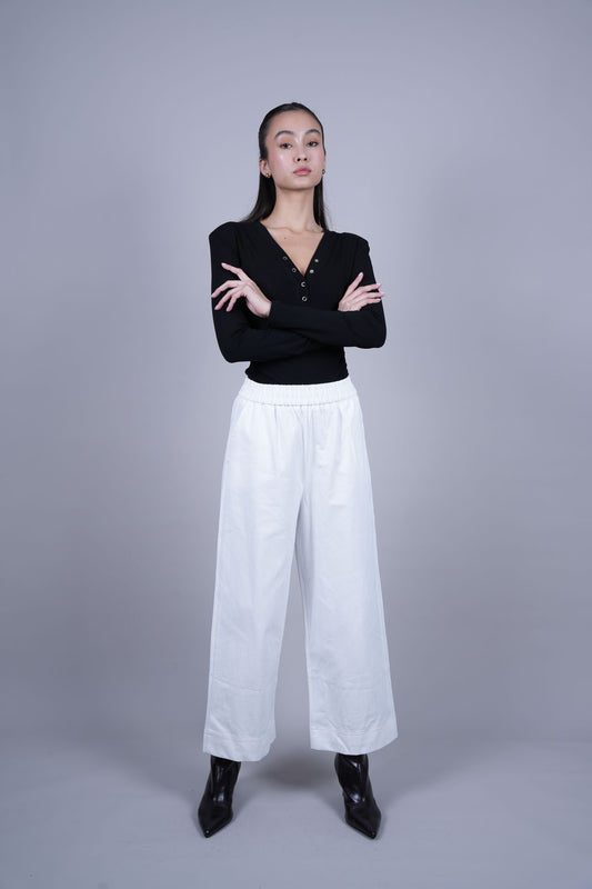 ELASTIC WAIST WIDE LEG PANTS