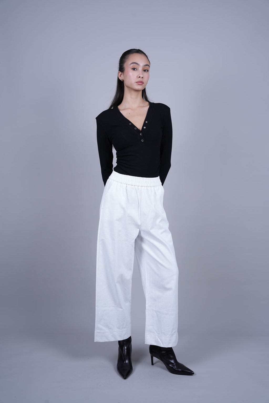 ELASTIC WAIST WIDE LEG PANTS