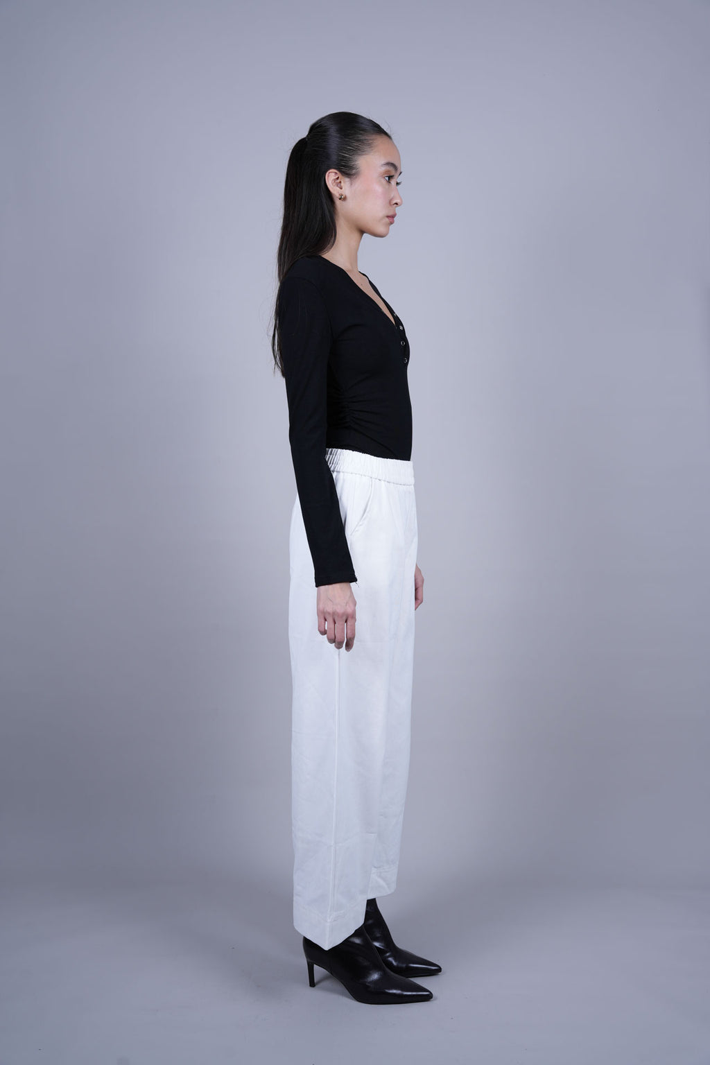 ELASTIC WAIST WIDE LEG PANTS