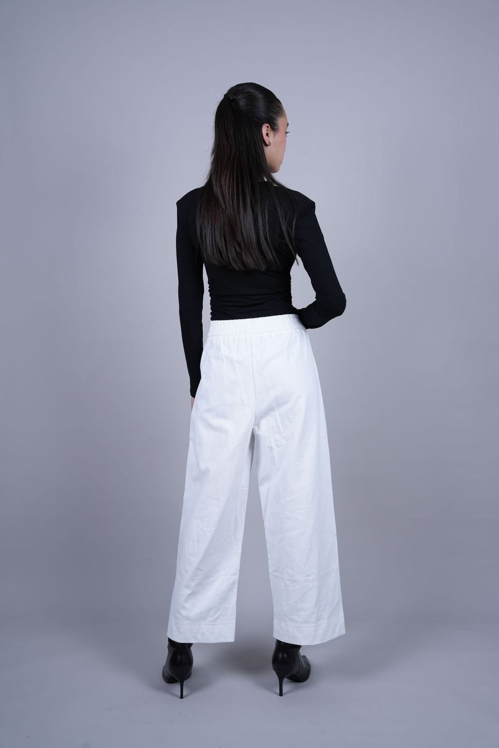 ELASTIC WAIST WIDE LEG PANTS