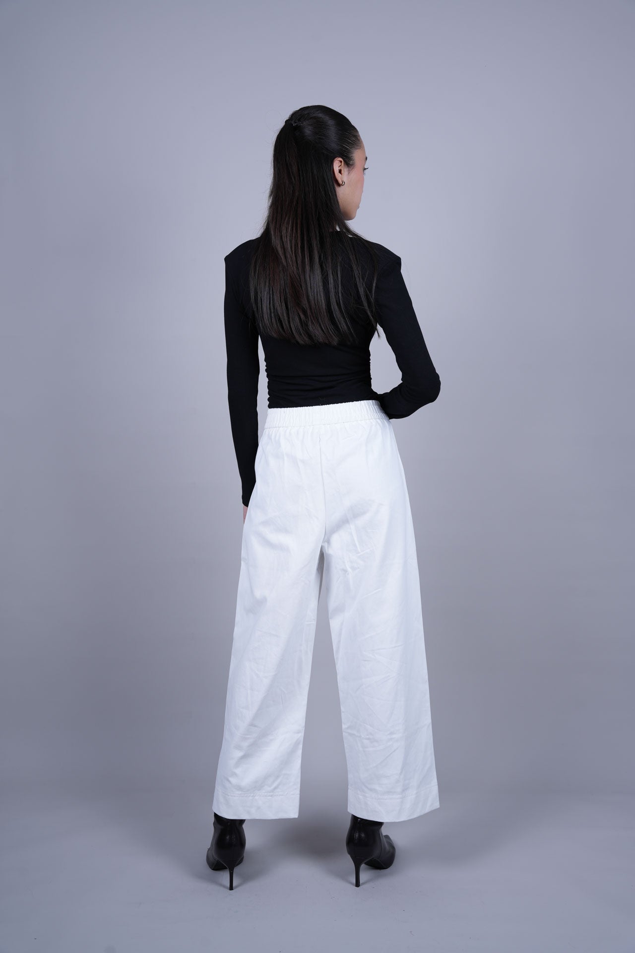 ELASTIC WAIST WIDE LEG PANTS
