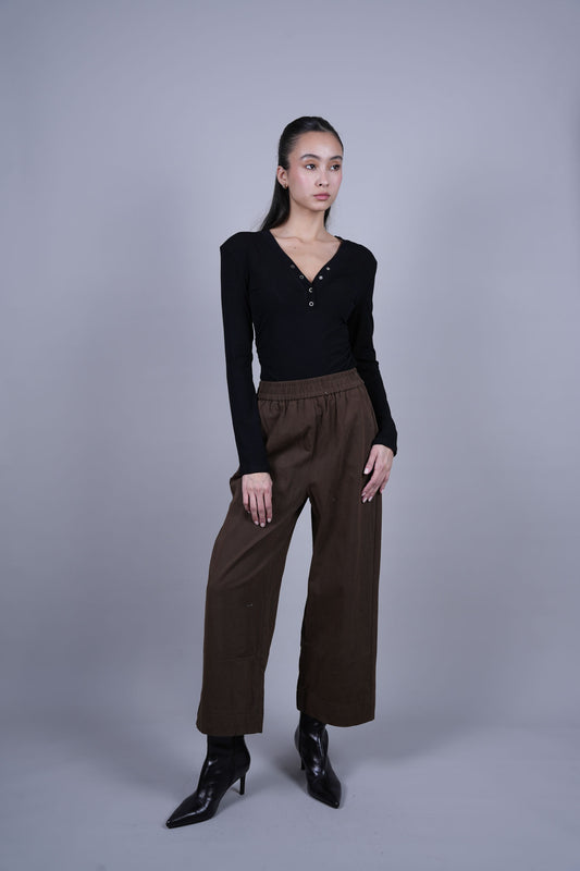 ELASTIC WAIST WIDE LEG PANTS