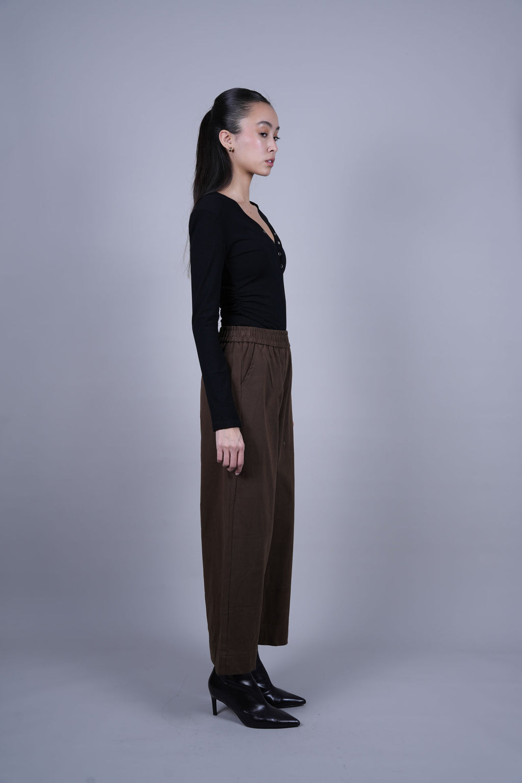ELASTIC WAIST WIDE LEG PANTS