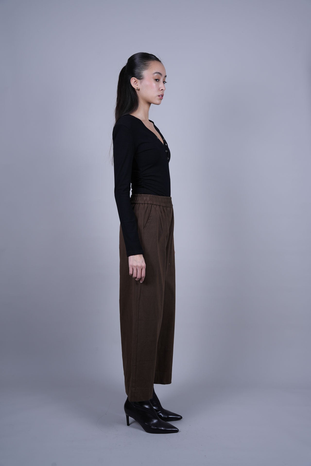 ELASTIC WAIST WIDE LEG PANTS
