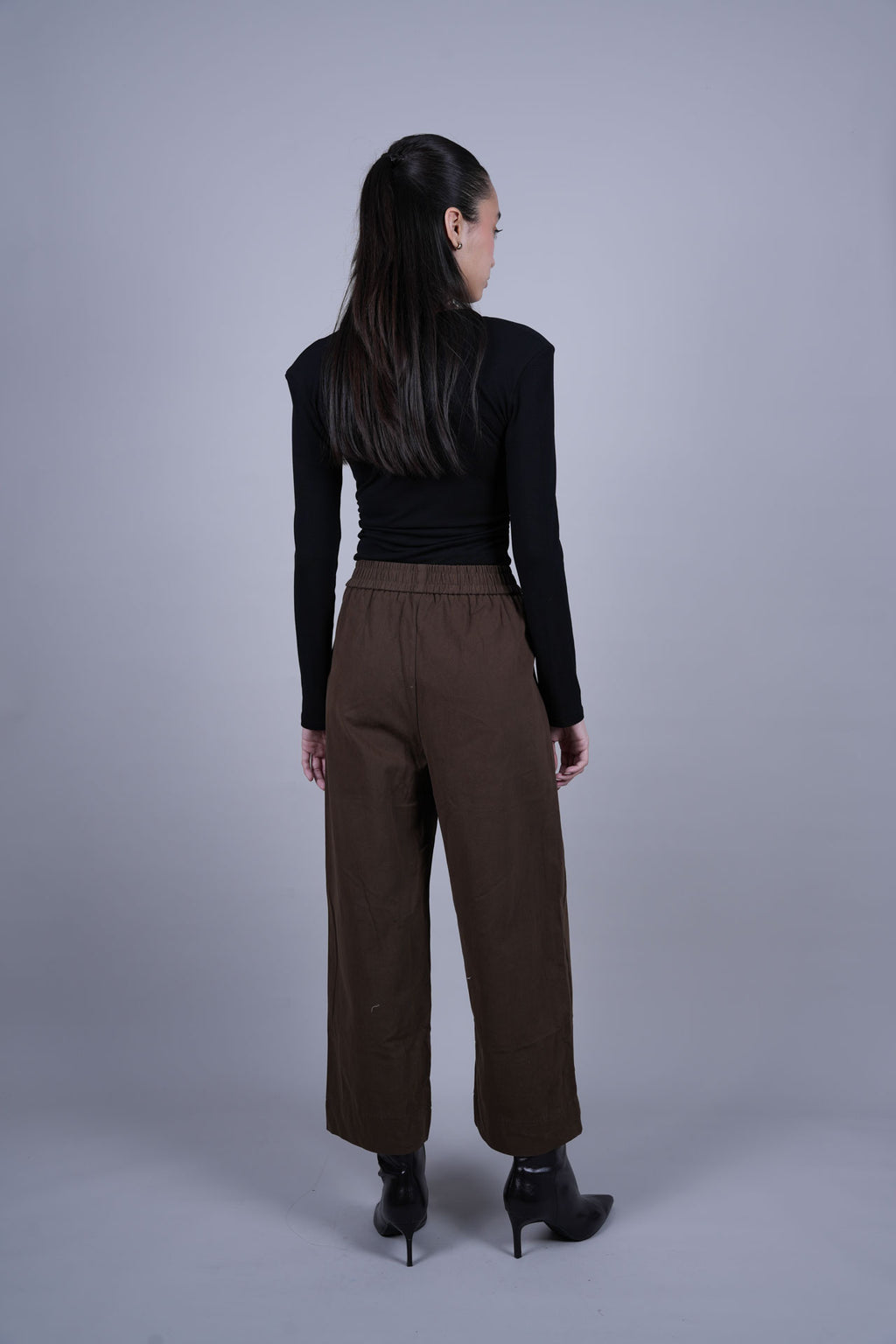 ELASTIC WAIST WIDE LEG PANTS