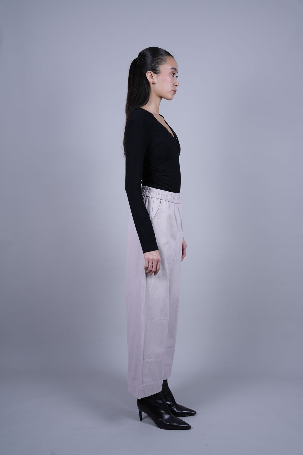 ELASTIC WAIST WIDE LEG PANTS