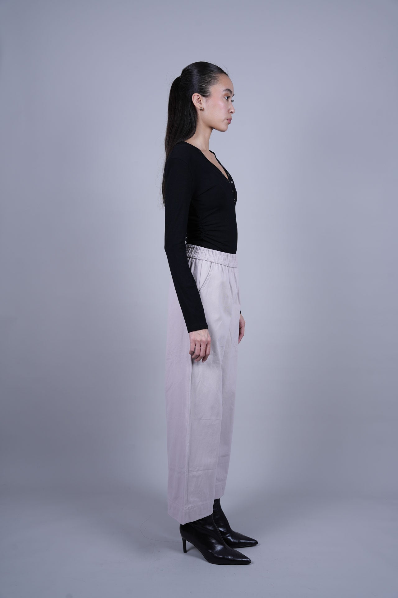 ELASTIC WAIST WIDE LEG PANTS