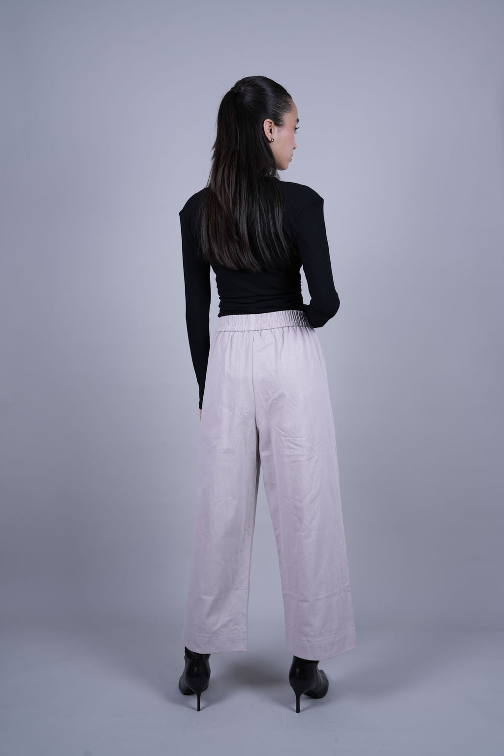 ELASTIC WAIST WIDE LEG PANTS