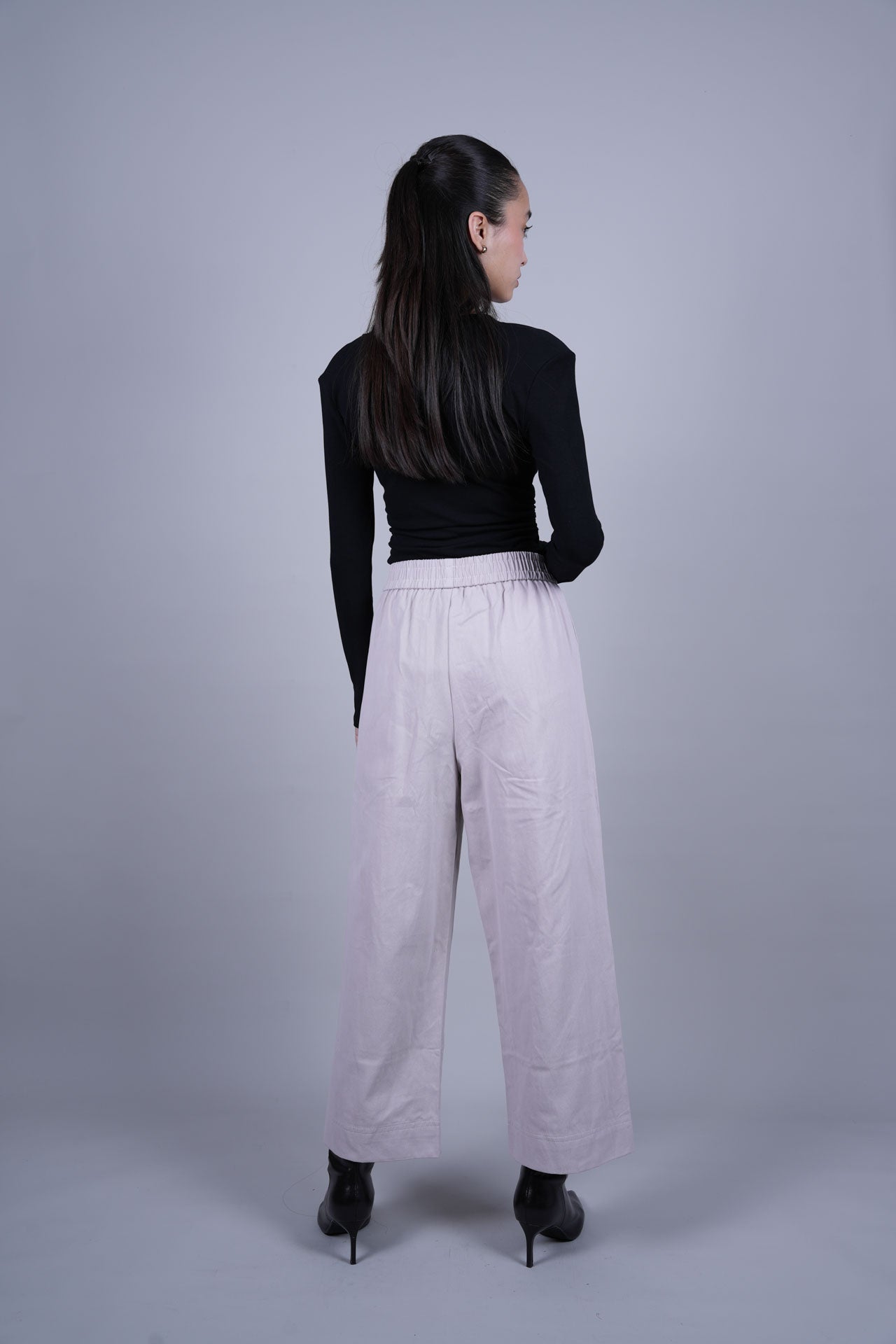 ELASTIC WAIST WIDE LEG PANTS